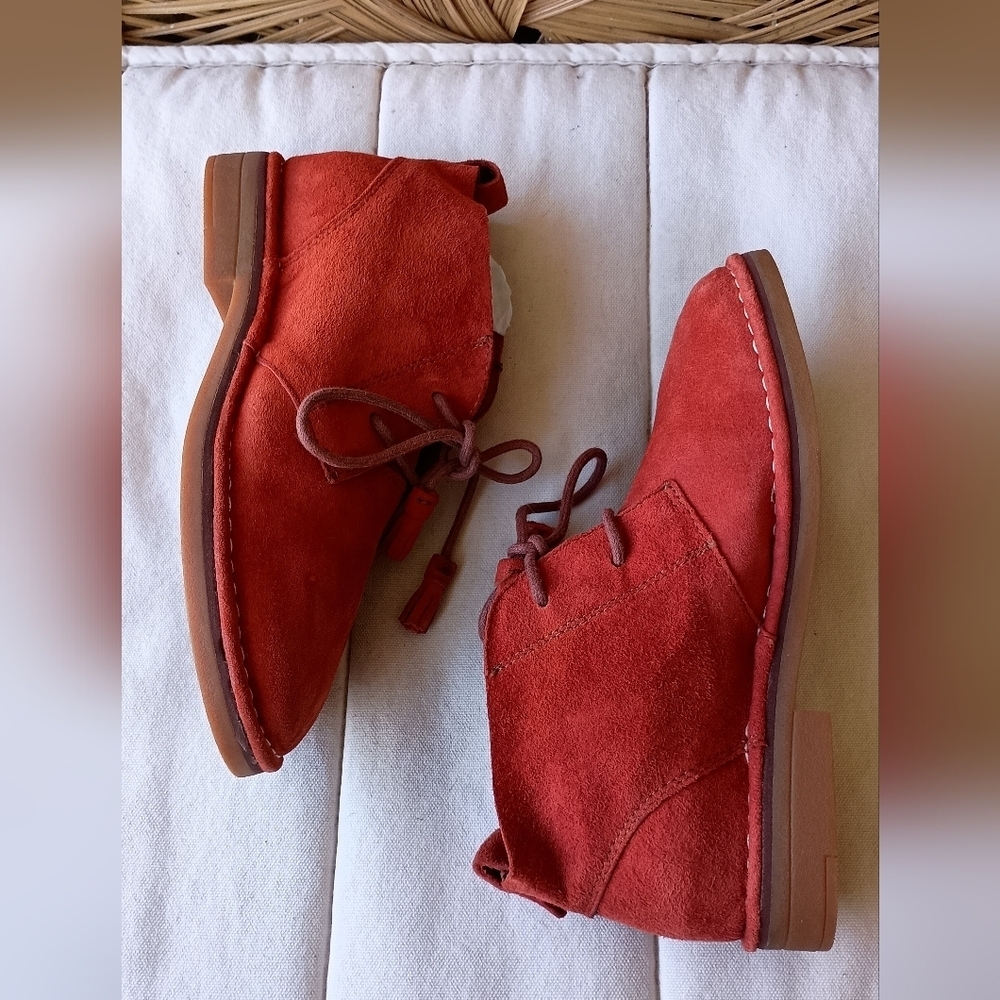 Hush Puppies Red Orange Suede Leather Ankle Boots_6